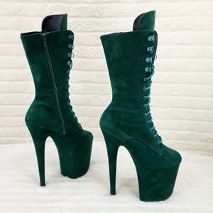 Flamingo 1050 Emerald Green 8" High Heel Ankle Calf Boots